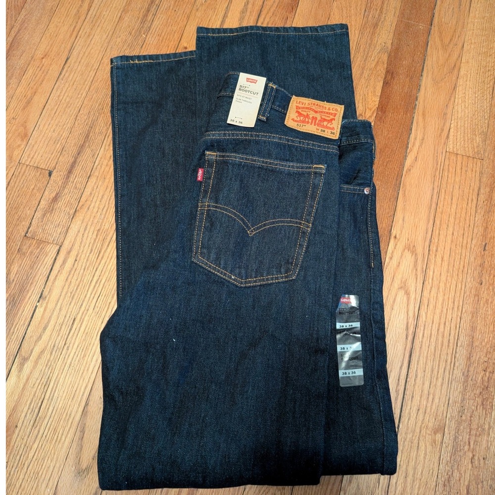 Levi's 517 Bootcut Jeans Mens 38x36 Dark Wash Indigo Slim Fit Denim Pants